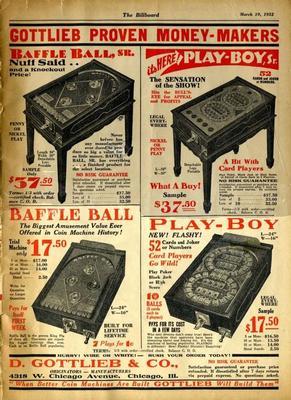 1932 Gottlieb Play-Boy Mechanical Pinball Machine Image