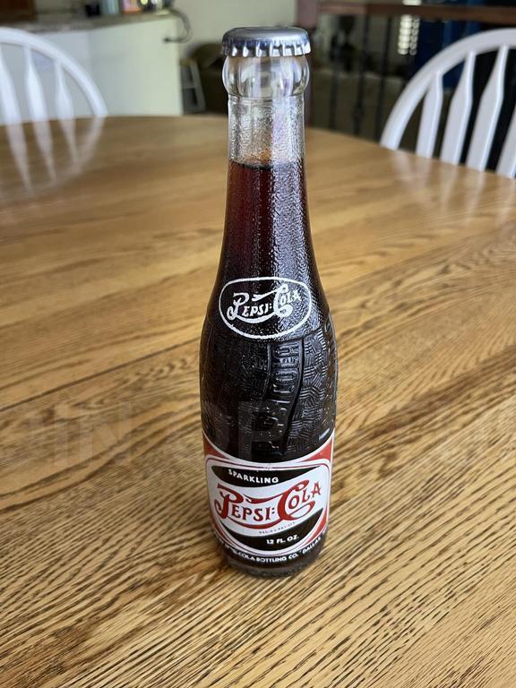 1948 12oz Full Pepsi Double Dot Bottle - Dallas Texas