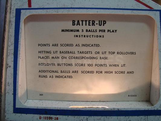 1971 Gottlieb Batter Up Pinball Machine Image