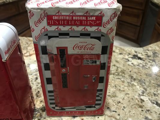 1993 Coca-Cola Musical Bank Vending Machine with Box Image