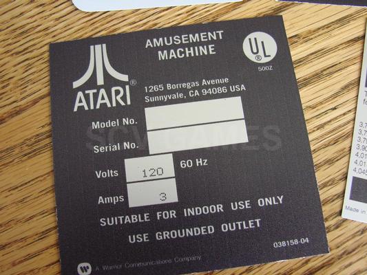 Atari Serial Number and Patents Decals Image
