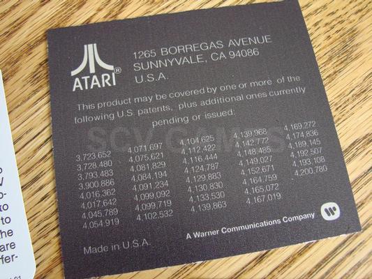 Atari Serial Number and Patents Decals Image