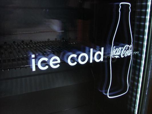 Coca Cola Counter Top Fridge with Neon Coke Image